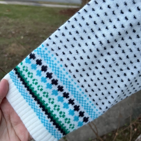 NWT Talbots Soft & Cozy Cream Multicolored Patterned Stripes Open Front Cardigan - Picture 5 of 8